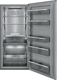 Front view of the opened Electrolux 33 in. 18.9 Cu. Ft. Stainless Steel Counter Depth Freezerless Refrigerator
