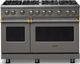 Viking® 5 Series 48" Damascus Gray Pro Style Gas (NG) Range with Brushed Brass Trim-0