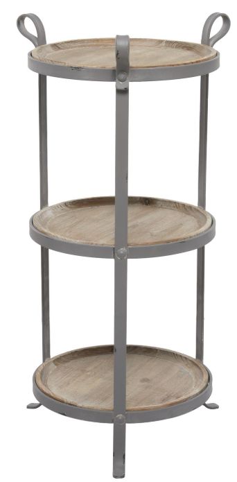 Deco Marche Brown Side Table with Gray Base-0