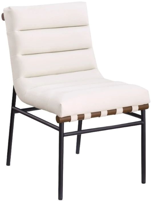Meridian Furniture Burke Cream/Black Vegan Leather Dining Chair-0