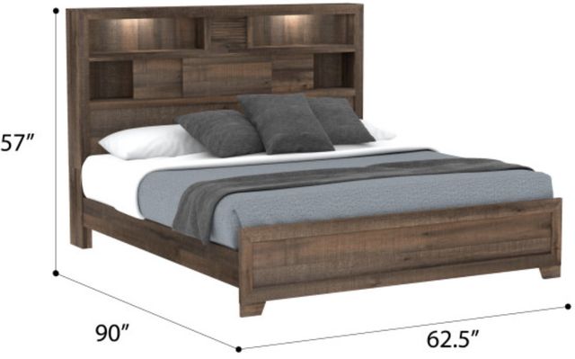 Emerald Home Peyton Brown Queen Bookcase Bed-2