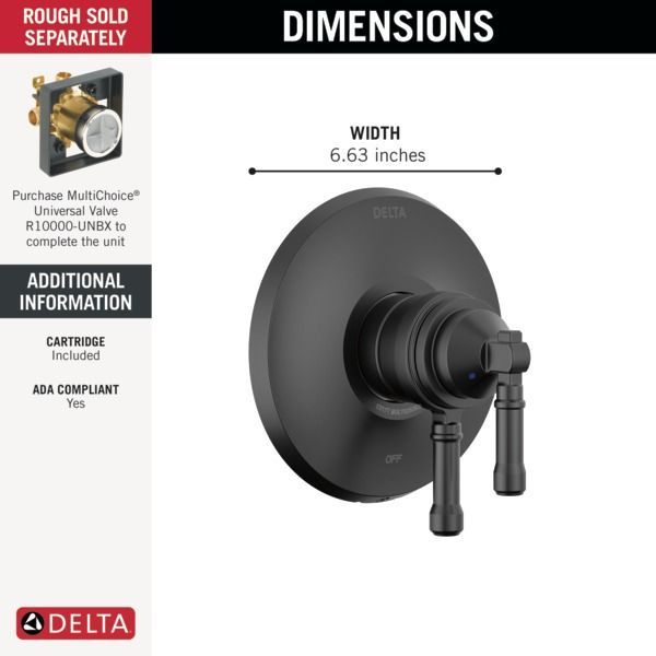 Delta Broderick® 17 Series Matte Black Tub Valve Only Trim-1