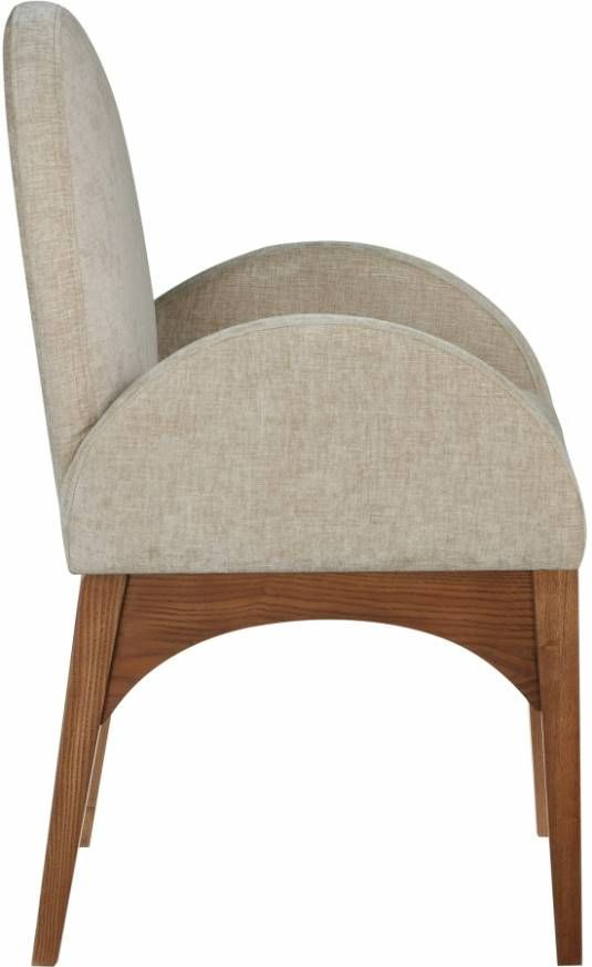 Meridian Furniture Waldorf Beige/Walnut Chenille Upholstered Dining Arm Chair-3