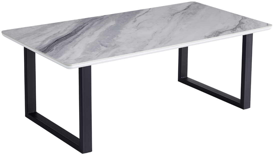 Mazin Furniture Leander White Sintered Stone Top Coffee Table with Black Metal Legs Harris BrandSource Home Furnishings