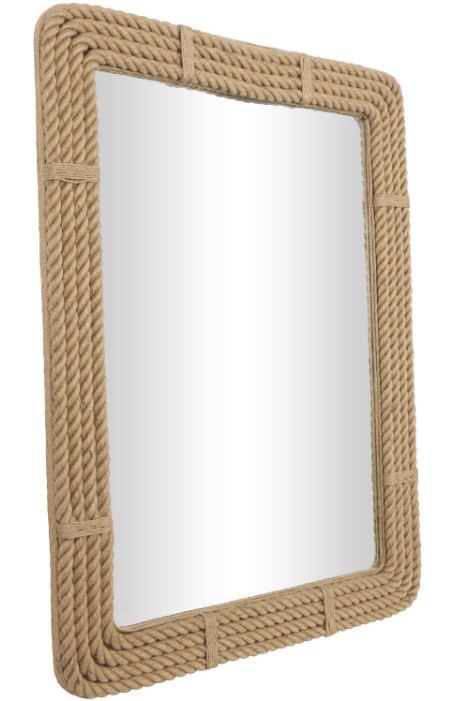 Deco Marche Brown Rectangular Jute Rope Wall Mirror-1