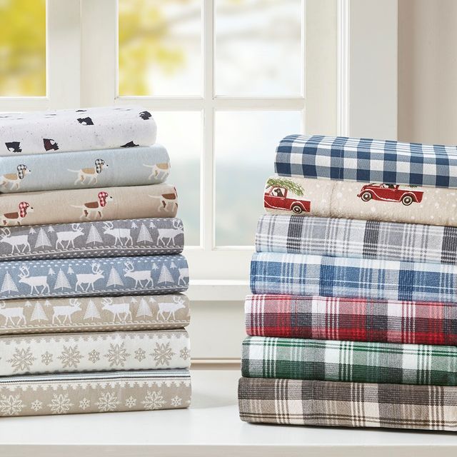 Olliix by Woolrich Flannel Blue Buffalo Check King Cotton Sheet Set-4