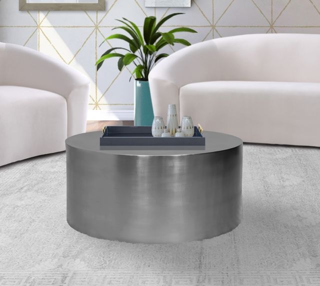 Meridian Furniture Cylinder Brushed Chrome Coffee Table-3