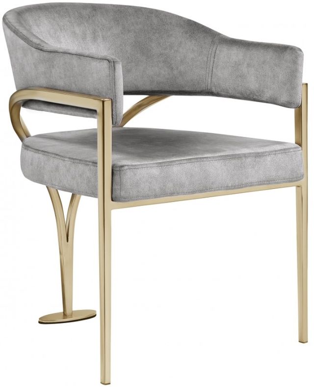 Meridian Furniture Madelyn Gray/Brushed Brass Velvet Dining Chair-0
