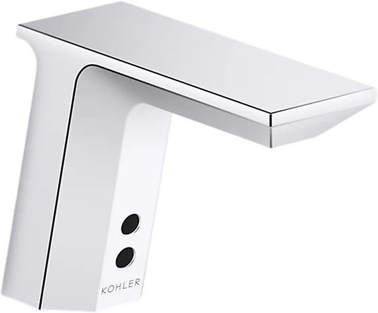 KOHLER® Geometric Polished Chrome Touchless Single-Hole Lavatory Faucet with Insight™ Sensor Technology, DC-Powered, Less Drain-0