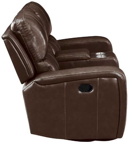 New Classic® Home Furnishings Linton Brown Leather Console Loveseat with Dual Recliners-3