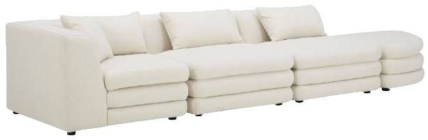 Moe's Home Collection Lowtide Linear 4-Piece Warm White Right-Arm Facing Modular Sectional and Ottoman-0