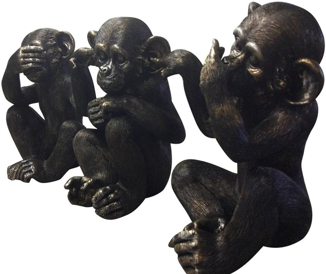 Moe's Home Collection Gold Set Of 3 He Did It Chimps-1