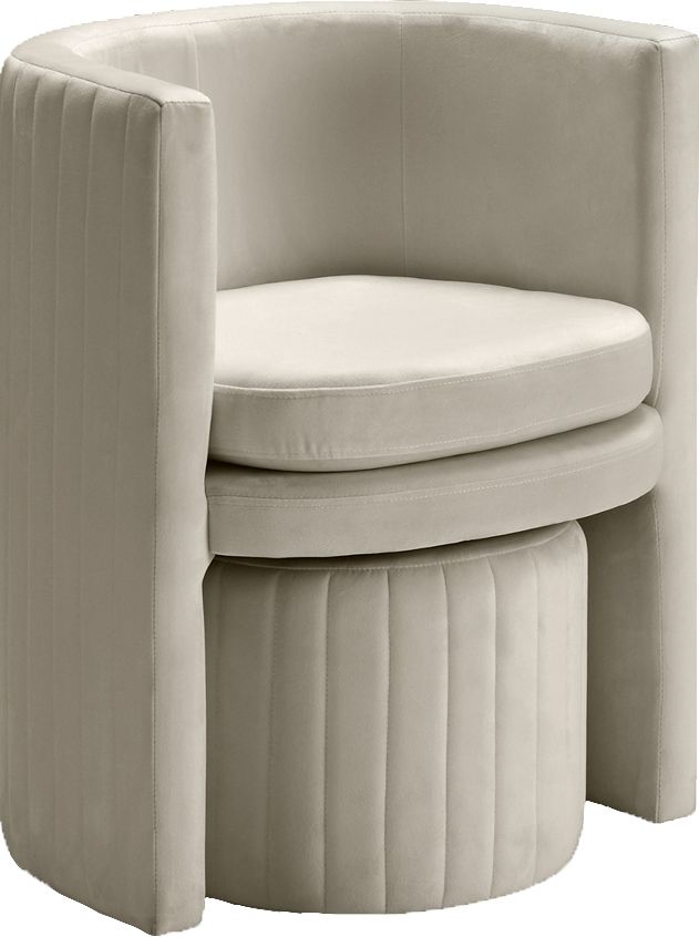Meridian Furniture Selena 2-Piece Cream Chair and Ottoman Set-1