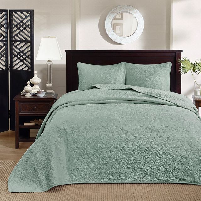 Olliix by Madison Park Seafoam King Quebec Reversible Bedspread Set-1