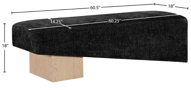 Meridian Furniture Alora Black/Natural Upholstered Bench-2