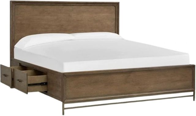Magnussen Home® Lindon Belgian Wheat and Coffee Bean Queen Panel Storage Bed-2