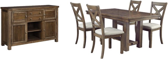 Signature Design by Ashley® Moriville 6-Piece Grayish Brown Dining Set-0