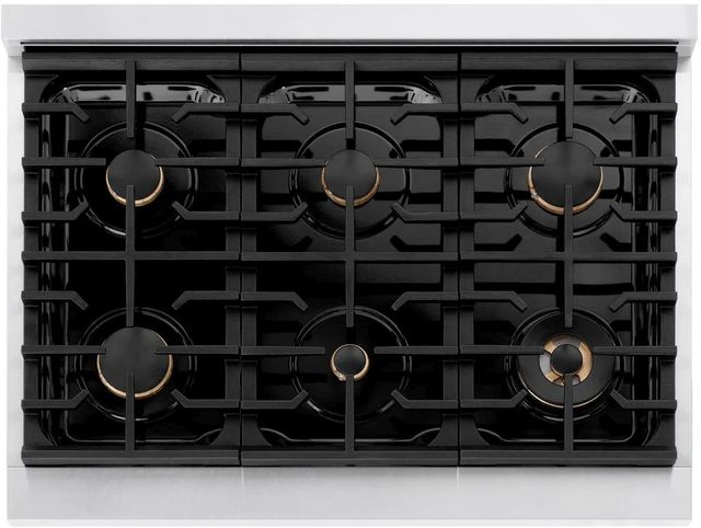 ZLINE Autograph Edition Paramount 36" Satin Stainless Steel Pro Style Dual Fuel Range with White Matte Door and Matte Black Accents-3
