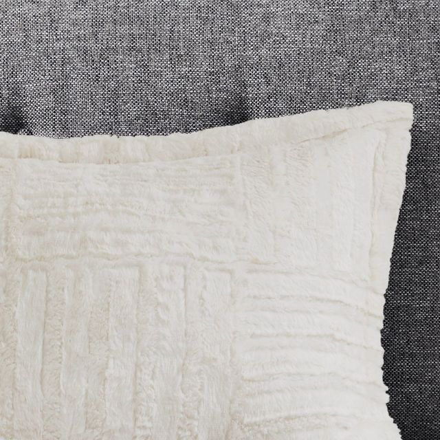 Olliix by Madison Park Arctic Ivory Twin Fur Down Alternative Comforter Mini Set-3