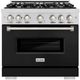 ZLINE Classic Series 36" Stainless Steel Pro Style Dual Fuel Range with Black Matte Door-0