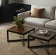 Four Hands Lennie Amber Cast Glass Bunching Table with Burnished Charcoal Base-1