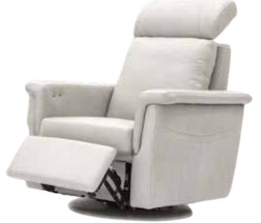 Fornirama 785 White Swivel Rocker Recliner with Adjustable Headrest-0