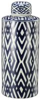 A & B Home Carlyle Blue/White Lidded Jar-1