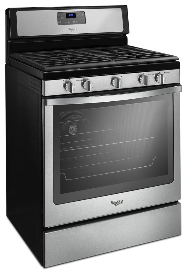 Whirlpool® 30" Freestanding Gas Range-Black-on-Stainless-1