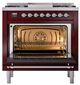 Ilve® Nostalgie II Noblesse 36'' Burgundy Pro Style Dual Fuel Range with Chrome Trim-1