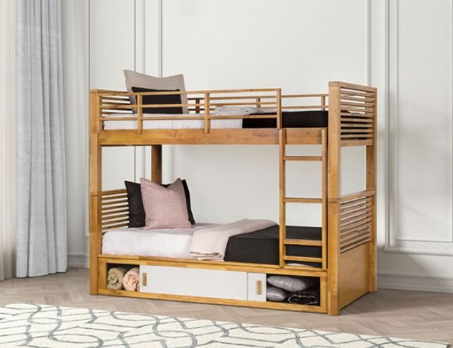 Furniture of America® Richland Light Oak Twin/Twin Bunk Bed-1
