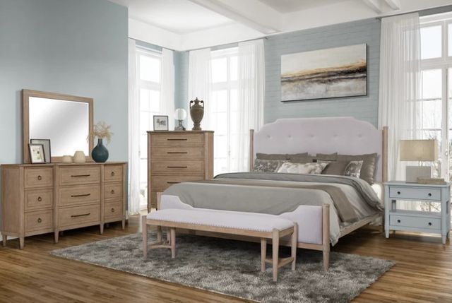 Bernards Citrus Heights White Upholstered King Panel Bed-1