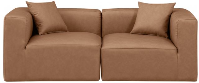 Meridian Furniture Cube 2-Piece Brown Vegan Leather Modular Sofa-1
