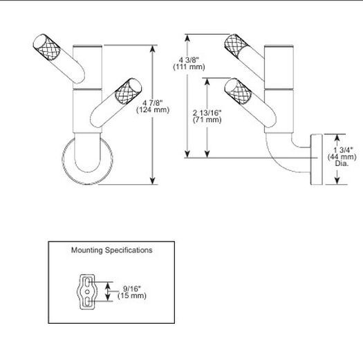 Brizo Litze® Brilliance® Polished Nickel Double Robe Hook with Knurling-1