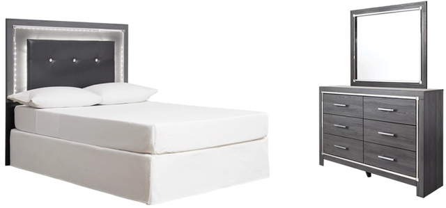 Signature Design by Ashley® Lodanna 3-Piece Gray Full Upholstered Panel Headboard Bed Set-0