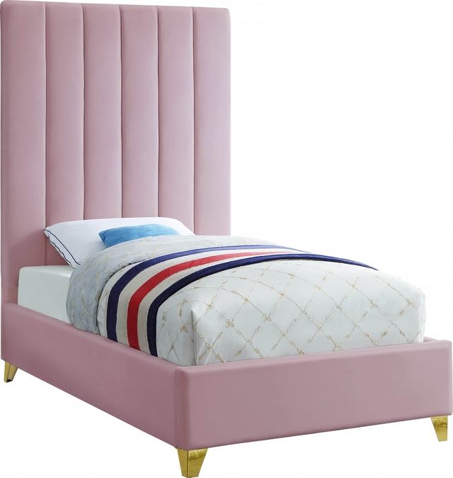Meridian Furniture Via Pink Twin Bed-1