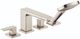 Hansgrohe Metropol Brushed Nickel 4-Hole Roman Tub Set Trim with Lever Handles and 1.75 GPM Handshower-0
