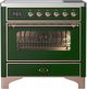 Ilve® Majestic III 36" Emerald Green Pro Style Induction Range with Triple Glass Door and Copper Trim-0