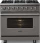 Viking® 5 Series 36" Damascus Gray Pro Style Dual Fuel (NG) Range with Polished Chrome Trim-2
