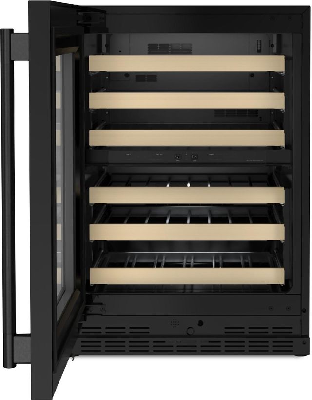 Kitchenaid® 24" Black Ore Built-In Wine Cooler With Full-Extension Wood-Front Racks-3