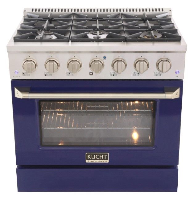 Kucht Professional KNG Series 36" Stainless Steel Pro Style Liquid Propane Gas Range with Blue Door-0