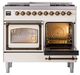 Ilve® Nostalgie II Noblesse 40'' Antique White Pro Style Dual Fuel Range with Burnished Trim-4