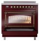 Ilve® Nostalgie II Noblesse 36'' Burgundy Pro Style Induction Range with Burnished Trim-3