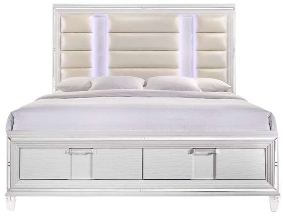 Elements International Twenty Nine 4-Piece White King Storage Panel Bedroom Set-1