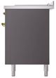 Ilve® Nostalgie II Noblesse 60'' Graphite Matte Pro Style Dual Fuel Range with Brass Trim-3