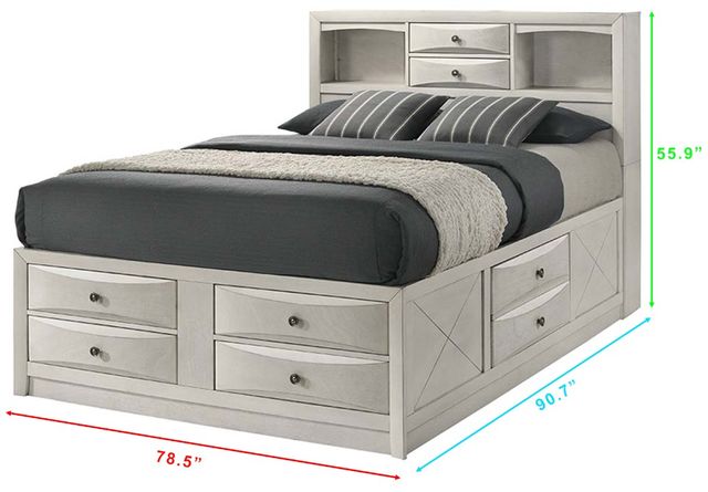 Crown Mark Emily White King Bookcase Bed-2