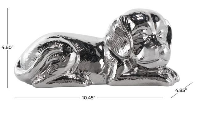 Deco Marche Silver 5" Ceramic Dog Sculpture-3