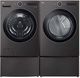 LG 6700 Series Black Steel Front Load Washer & Electric Dryer Package w/ Pedestals-0