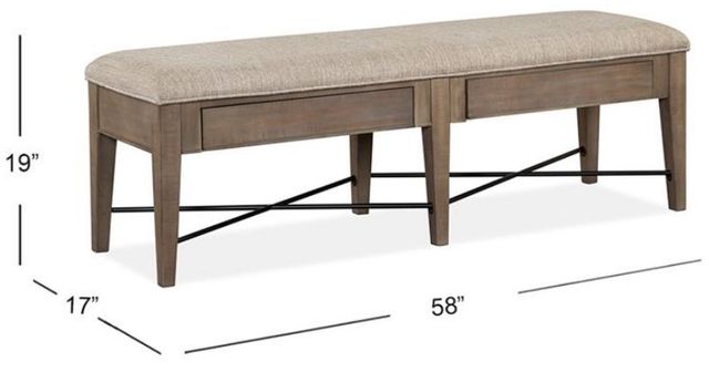 Magnussen Home® Paxton Place Baja Fog/Dovetail Gray Upholstered Bench-2