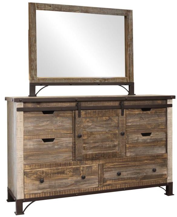 International Furniture Direct Antique Brown 6-Drawer Dresser-3