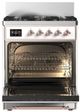 Ilve® Majestic III 30" Custom Pro Style Dual Fuel Natural Gas Range with 5 Black Brass Burners and Copper Trim-1